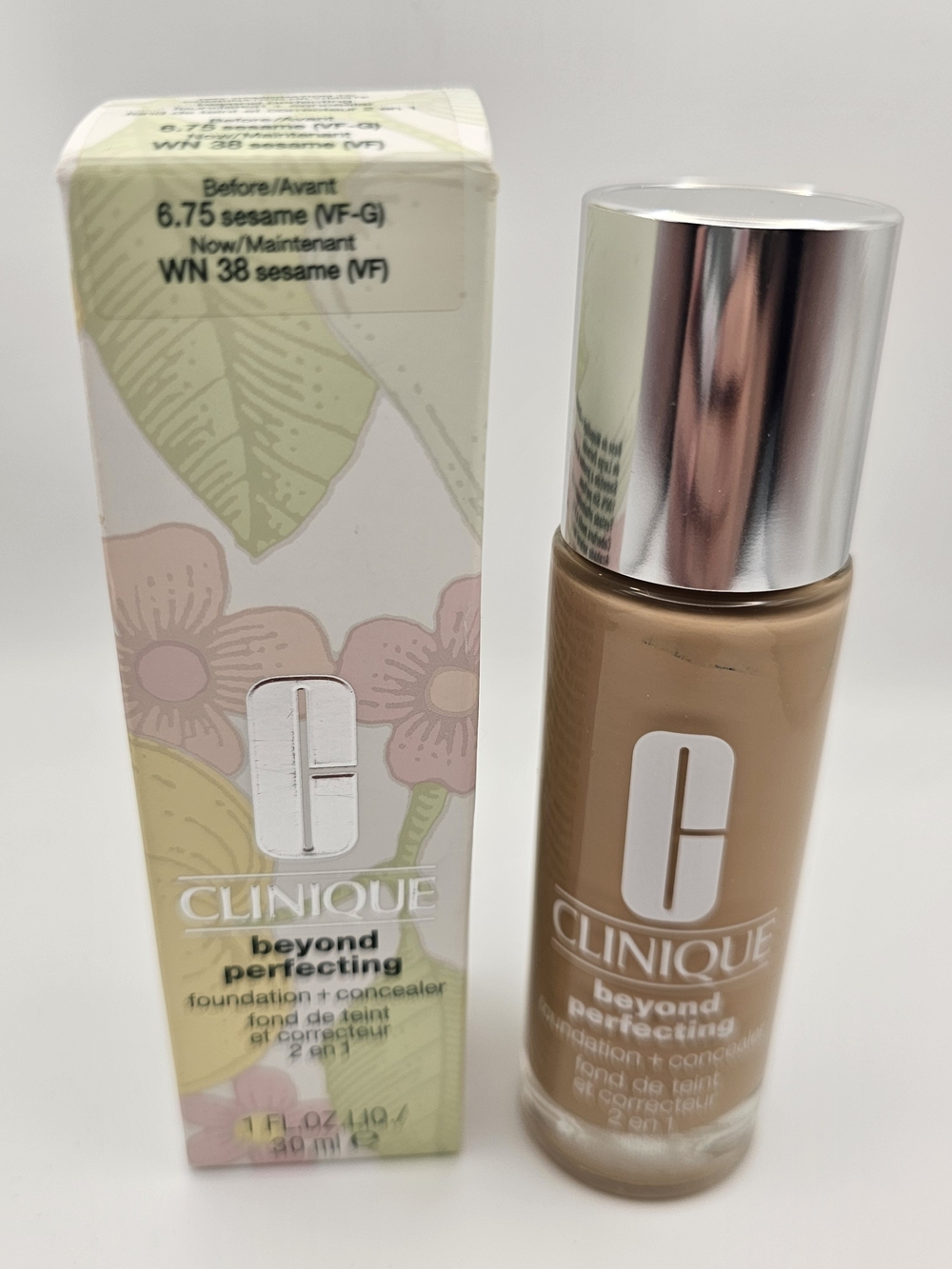 NEW Clinique Beyond Perfecting Foundation + Concealer - Sesame (WN 38) 1 FL oz.